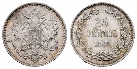 Finlandia. Alexander III. 25 pennia. 1890. L. (Km-60.). (Bitkin-239). Ag. 1,29 g. Brillo original. EBC+. Est...110,00.