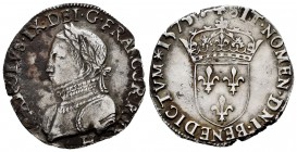 Francia. Henry III. Testón. 1575. La Rochelle. H. (Duplessy-1106). Ag. 9,49 g. MBC+. Est...100,00.