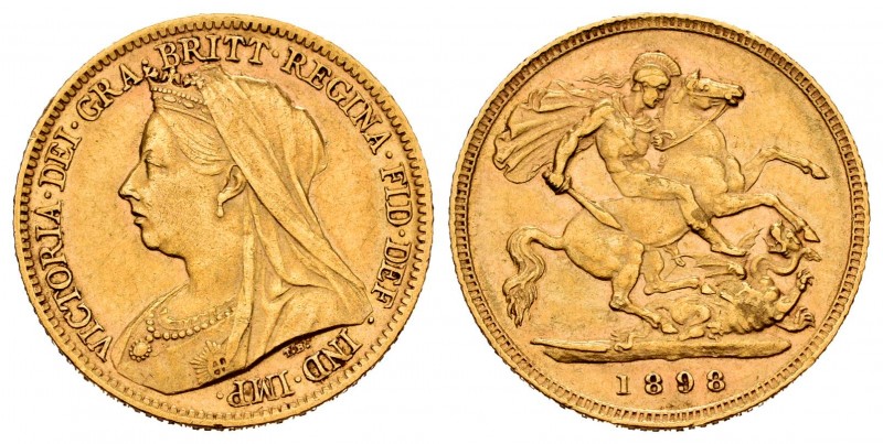 Gran Bretaña. Victoria. 1/2 sovereign. 1898. (Km-784). Au. 3,98 g. Golpecitos en...