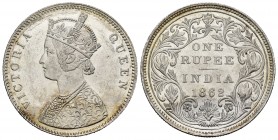India Británica. Victoria. 1 rupia. 1862. (Km-473.1). Ag. 11,64 g. Brillo original. SC-. Est...60,00.