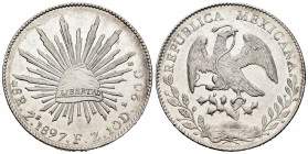 México. 8 reales. 1897. Zacatecas. FZ. (Km-377.13). Ag. 27,06 g. Brillo original. SC-/SC. Est...180,00.