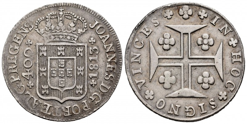 Portugal. Joao VI. 400 reis. 1813. Lisboa. (Km-331). Ag. 12,91 g. Roce en el can...