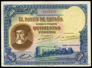 500 pesetas. 1935. Madrid. (Ed 2017-365). 7 de enero, Hernán Cortés. Sin serie. Dobleces. MBC. Est...300,00.
