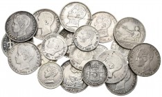 Lote de 20 monedas Centenario de la Peseta, 50 céntimos (8)  1880, 1881, 1892, 1894, 1904*0, 1904*4, 1926 (2) y 1 peseta (12) 1870*73, 1876, 1891, 189...
