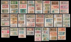 Lote de 164 billetes mundiales de paises como Brasil, Cuba, Italia, Chile, Japón y España entre otros. Destacamos 50 liras 1896, 50 pesos cubanos 1898...