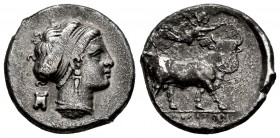 Campania. Neapolis. Didracma. 450-340 d.C. (Gc-299). (Sng Ans-373). Ag. 7,01 g. MBC+/BC+. Est...150,00.