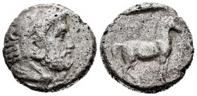 Macedonia. Amyntas III. Dracma. 393-369 a.C. (Gc-1508). (SNG Alpha Bank-189). Ag. 7,62 g. BC+. Est...90,00.