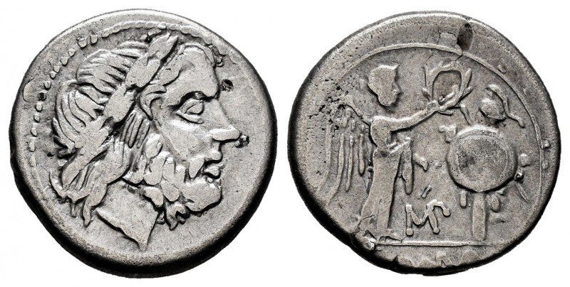 Anónima. Victoriato. 211-208 a.C. Roma. (Craw-10371). (Seaby-36i). Ag. 3,03 g. B...