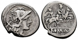Anónima. Denario. 205-203 a.C. Sur de Italia. (Ffc-4). (Cal-1b). Ag. 3,62 g. BC+. Est...35,00.