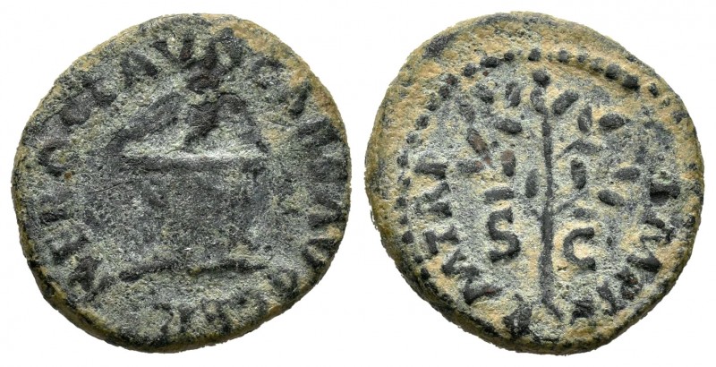 Nerón. Cuadrante. 64 a.C. Roma. (Spink-1988). (Ric-260). Anv.: Búho sobre altar....