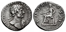 Adriano. Denario. 119-122 d.C. Roma. (Ch-149). Rev.: P M TR P COS III. Concordia sentada a izquierda con pátera. Ag. 2,87 g. MBC-. Est...50,00.