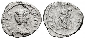 Julia Domna. Denario. 198 d.C. Laodicea. (Spink-6586). (Ric-639). (Seaby-72). Rev.: HILARITAS. Hilaritas en pie a izquierda con palma y cuerno de la a...