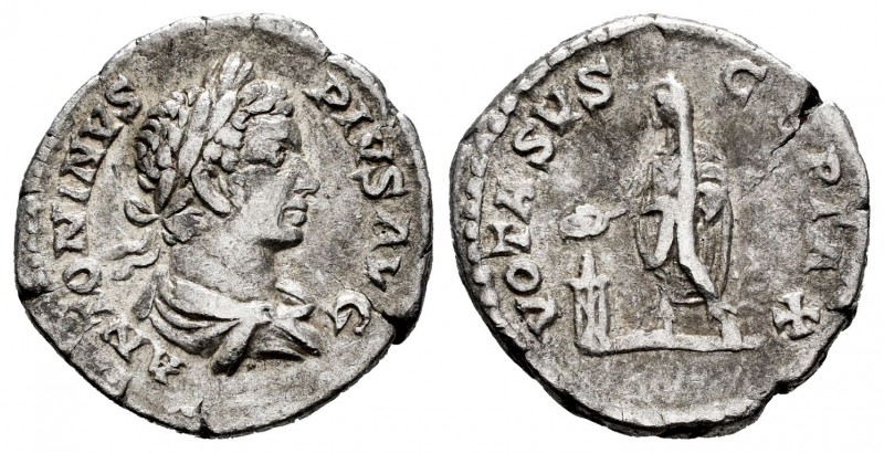 Caracalla. Denario. 206 d.C. Roma. (Spink-6909). (Ric-150). Rev.: VOTA SVSCEPTA ...