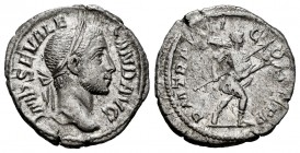 Alejandro Severo. Denario. 228 d.C. Roma. (Spink-7906). (Ric-83). Rev.: P M TR P VII COS II PP. Marte avanzando a derecha con lanza y trofeo. Ag. 3,50...