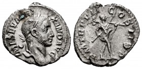 Alejandro Severo. Denario. 228 d.C. Roma. (Spink-7906). (Ric-83). Rev.: P M TR P VII COS II PP. Marte avanzando a derecha con lanza y trofeo. Ag. 2,42...