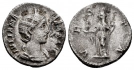 Julia Mamea. Denario. 226 d.C. Roma. (Spink-8217). (Ric-360). (Seaby-81). Rev.: VESTA. Vesta en pie a izquierda con paladium y cetro. Ag. 3,13 g. Oxid...