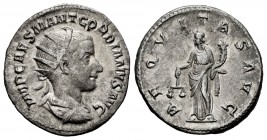 Gordiano III. Antoniniano. 239-241 d.C. Roma. (Spink-8601). (Ric-51). Rev.: AEQVITAS AVG. Aequitas en pie a izquierda con balanza y cuerno de la abund...