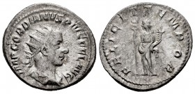 Gordiano III. Antoniniano. 243-244 d.C. Roma. (Spink-8607). (Ric-140). Rev.: FELICIT TEMP. Felicitas en pie a izquierda con largo caduceo y cuerno de ...