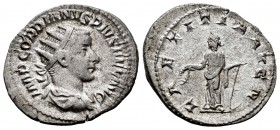 Gordiano III. Antoniniano. 241-243 d.C. Roma. (Spink-8617). (Ric-86). Rev.: LAETITIA AVG N. Laetitia en pie a izquierda con corona y ancla. Ag. 4,25 g...