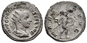 Gordiano III. Antoniniano. 243-244 d.C. Roma. (Spink-8623). Rev.: MARS PROPVG. Marte avanzando a derecha con escudo y lanza transversal. Ag. 3,57 g. O...