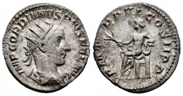 Gordiano III. Antoniniano. 243-244 d.C. Roma. (Spink-8651). (Ric-90). (Seaby-272). Rev.: P M TR P VI COS II P P. Apolo sentado a izquierda con rama de...