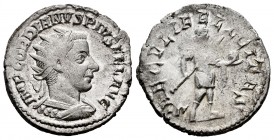 Gordiano III. Antoniniano. 242-244 d.C. Incierta. (Spink-8659). (Ric-216). (Seaby-319). Rev.: SAECVLI FELICITAS. Gordiano en pie a derecha, con vestim...
