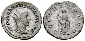 Gordiano III. Antoniniano. 243-244 d.C. Roma. (Spink-8660). Rev.: SECVRIT PERP. Securitas en pie, cabeza girada a izquierda, con las piernas cruzadas ...