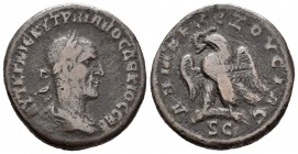 Trajano Decio. AE Tetradracma. 250-251 d.C. Antioquía. (Prieur 582). Ae. 11,08 g. BC+. Est...60,00.