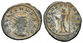 Galieno. Antoniniano. 267 d.C. Antioquía. (Spink-10239 variante). (Ric-641). Rev.: IOVI CONSERVATORI. Júpiter en pie a izquierda con globo y cetro. Ae...