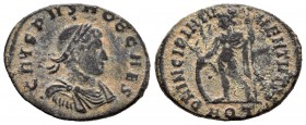 Crispo. Antoniniano. 317 d.C. Aquileia. (Spink-16709). (Ric-393). Rev.:  PRINCIPIA IV-VENTVTIS/ AQT. Ae. 3,00 g. MBC/MBC-. Est...30,00.