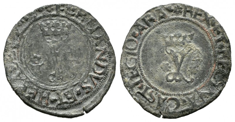 Fernando e Isabel (1474-1504). Blanca. Toledo. (Cal-56). Ae. 1,51 g. BC+/MBC-. E...