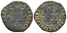 Fernando e Isabel (1474-1504). 2 maravedís. Toledo. (Cal-112). (Rs-773). Ae. 4,46 g. Castillo entre T - M. BC+/MBC-. Est...30,00.