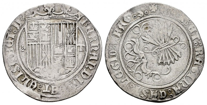 Fernando e Isabel (1474-1504). 1 real. Toledo. (Cal 2019-465). Ag. 3,15 g. Escud...