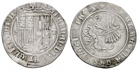 Fernando e Isabel (1474-1504). 1 real. Toledo. (Cal 2019-465). Ag. 3,15 g. Escudo entre cruz de puntos y T. MBC-. Est...50,00.
