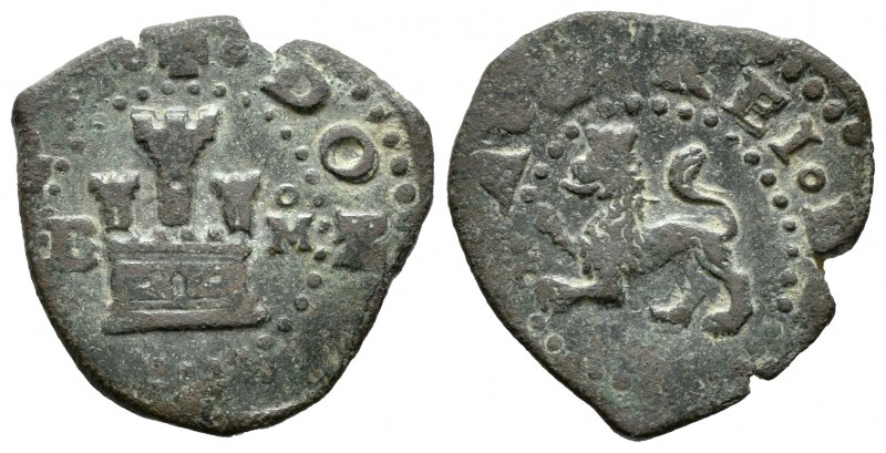 Felipe II (1556-1598). 2 maravedís. Burgos. (Cal-53). Ae. 4,13 g. MBC-. Est...20...