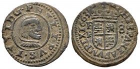 Felipe IV (1621-1665). 8 maravedís. 1663. Burgos. R. (Cal-440). (Jarabo-Sanahuja-M24). Ae. 1,70 g. MBC+. Est...25,00.
