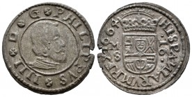 Felipe IV (1621-1665). 16 maravedís. 1664. Madrid. S. (Cal 2019-480). (Jarabo-Sanahuja-M389). Ae. 4,03 g. Leves restos de palteado original. EBC-. Est...