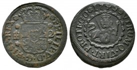 Felipe V (1700-1746). 2 maravedís. 1745. Segovia. (Cal-74). Ae. 3,60 g. MBC-. Est...18,00.