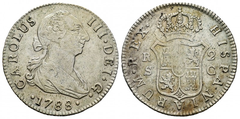 Carlos III (1759-1788). 2 reales. 1788. Sevilla. C. (Cal 2019-790). Ag. 5,81 g. ...