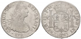 Carlos IV (1788-1808). 8 reales. 1798. México. FM. (Cal 2019-692). Ag. 26,89 g. MBC-. Est...50,00.