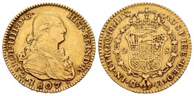Carlos IV (1788-1808). 2 escudos. 1807. Madrid. FA. (Cal-1317). Au. 6,71 g. MBC. Est...300,00.