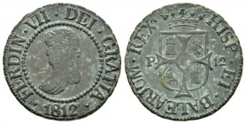 Fernando VII (1808-1833). 12 diners. 1812. Mallorca. (Cal-24). Ae. 7,08 g. MBC-/MBC. Est...40,00.
