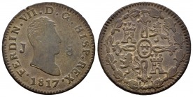 Fernando VII (1808-1833). 8 maravedís. 1817. Jubia. (Cal-196). Ae. 9,80 g. BC+/MBC-. Est...20,00.