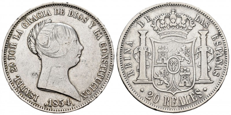 Isabel II (1833-1868). 20 reales. 1854. Madrid. (Cal 2019-596). Ag. 25,97 g. Gol...