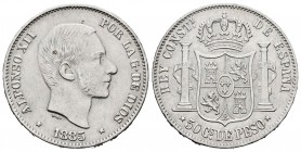 Alfonso XII (1874-1885). 50 centavos. 1885. Manila. (Cal 2019-114). Ag. 12,83 g. MBC+/EBC-. Est...25,00.