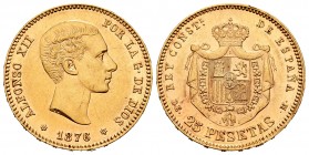 Alfonso XII (1874-1885). 25 pesetas. 1876*18-76. Madrid. DEM. (Cal-67). Au. 8,06 g. EBC. Est...300,00.