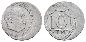 Estado Español (1936-1975). 10 céntimos. 1959. Madrid. (Cal-16 variante). Al. 0,75 g. Acuñación desplazada. EBC. Est...40,00.