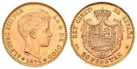 Estado Español (1936-1975). 20 pesetas. 1896*19-62. Madrid. MPM. (Cal-173). Au. 6,44 g. SC. Est...300,00.