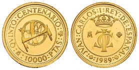 Juan Carlos I (1975-2014). 10.000 pesetas. 1989. Madrid. (Km-842). Au. 3,38 g. Con certificado de autenticidad de la FNMT. PROOF. Est...170,00.