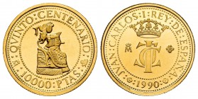 Juan Carlos I (1975-2014). 10.000 pesetas. 1990. Madrid. (Km-874). Au. 3,38 g. Con certificado de autenticidad de la FNMT. PROOF. Est...170,00.